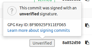 Details of an unverified signature.